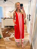 Load image into Gallery viewer, Summer Reservation Red Linen Midi
