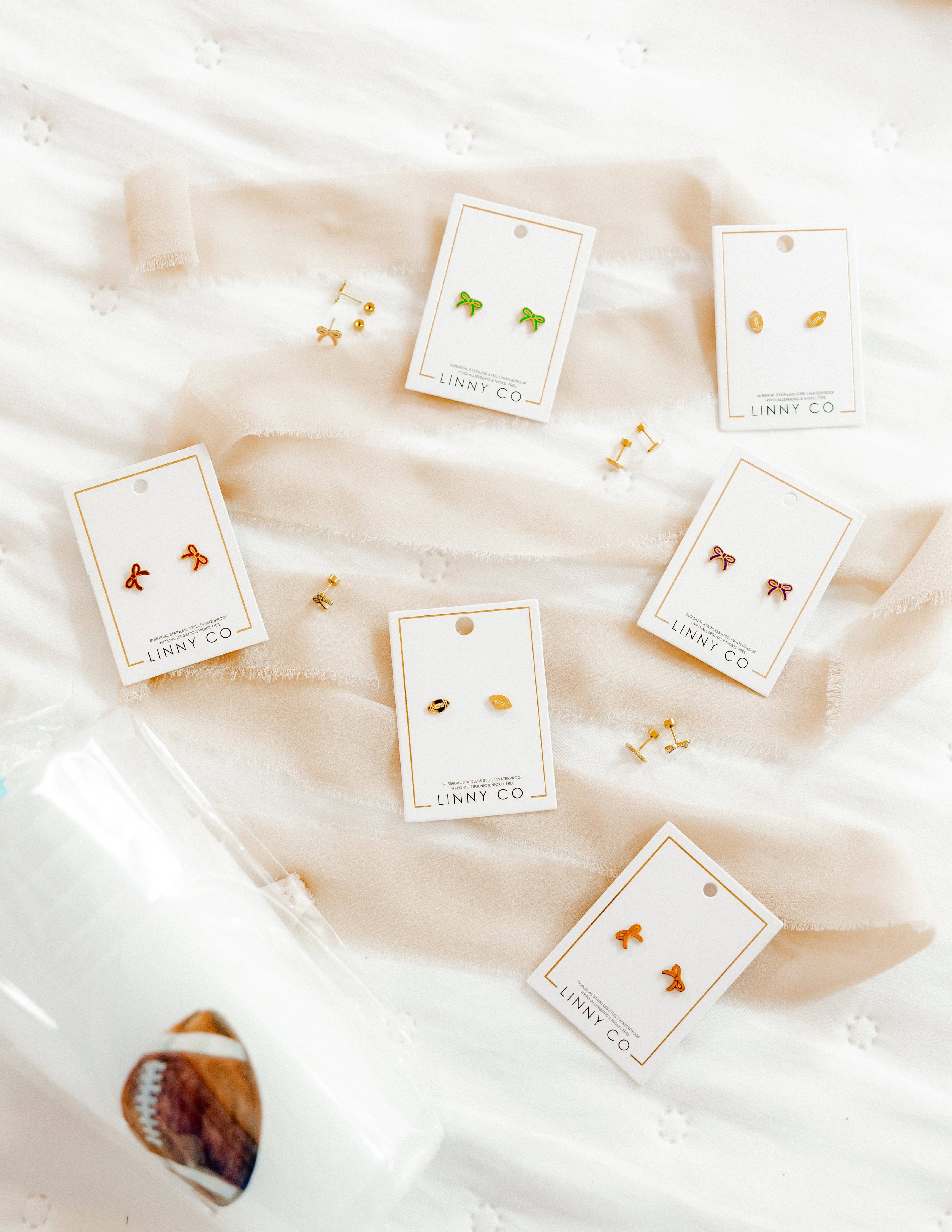 Screwback Stud Earrings - Football