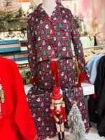 Load image into Gallery viewer, Simply Southern Red/Navy Bow L/S PJ Set - Hldy Trst
