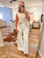 Load image into Gallery viewer, Placing First Taupe/White Stripe Knit Tank
