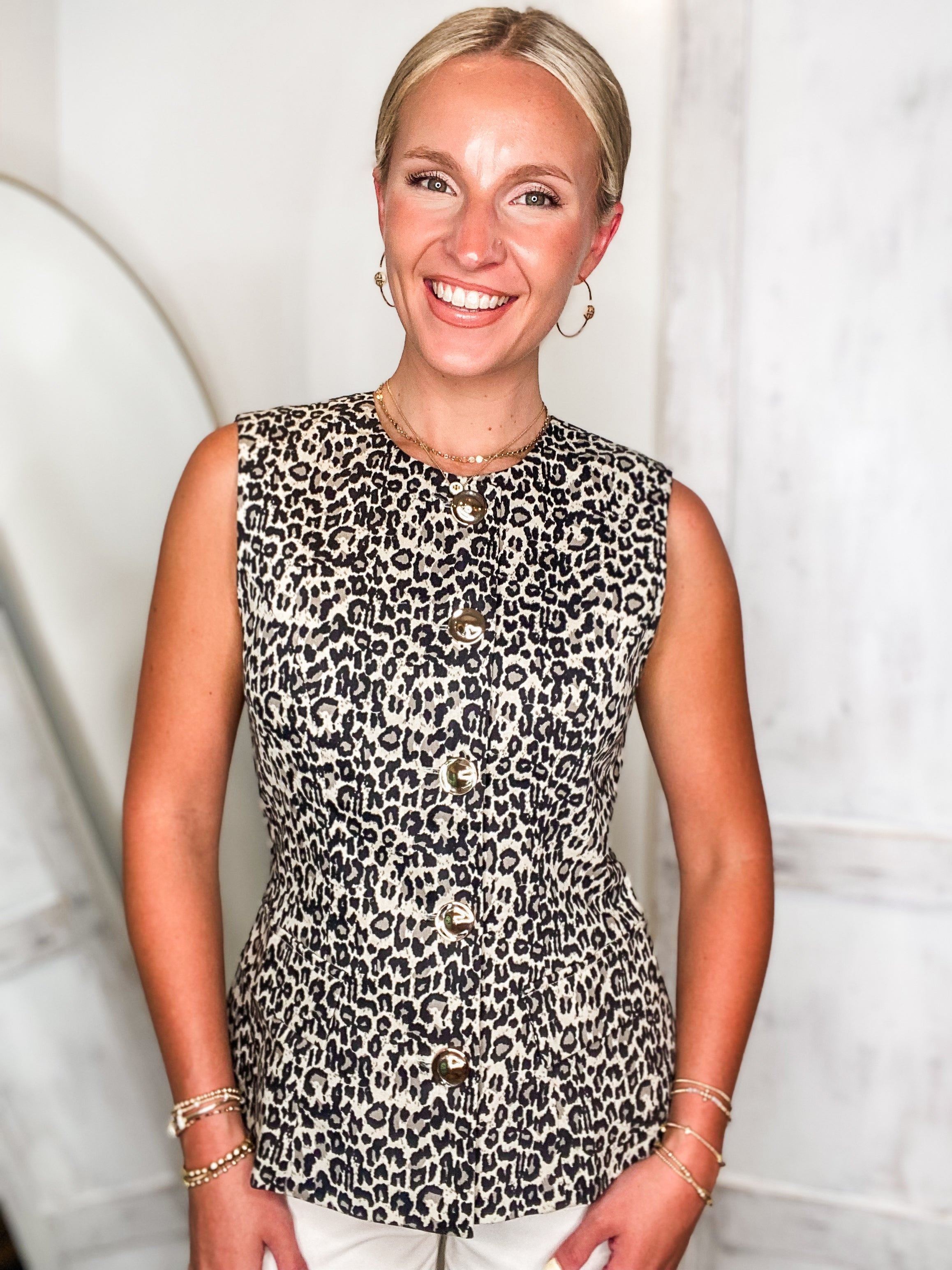 Sweet Regards Leopard Vest Blouse