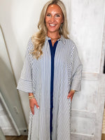 Load image into Gallery viewer, Long Distance Indigo Stripe Maxi Dress
