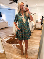 Load image into Gallery viewer, In Harvest Teal Floral Mini Dress
