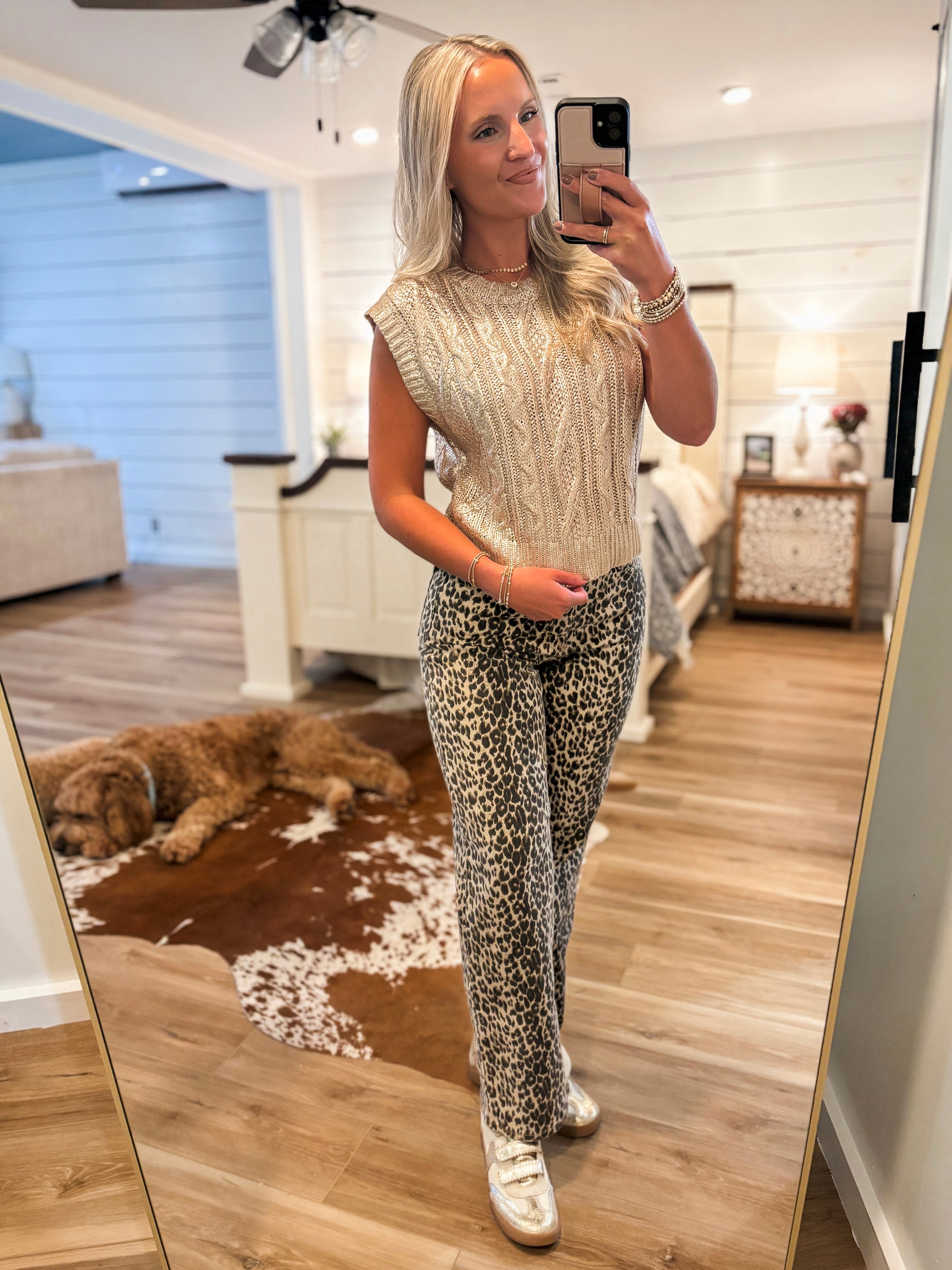 Time To Shine Gold Metallic Sleeveless Sweater