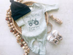 Load image into Gallery viewer, Baby Sage Romper | Baby Boy Outfit - Tractor New To The Farm
