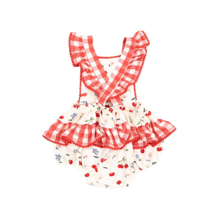 Angel Dear Ric-Rac Ruffle Cherries Sunsuit