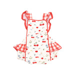 Load image into Gallery viewer, Angel Dear Ric-Rac Ruffle Cherries Sunsuit
