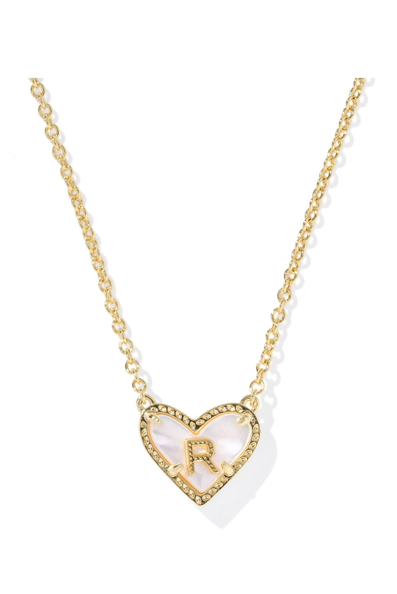 Heart Letter R Gold Short Pendant Necklace