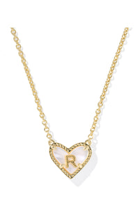 Heart Letter R Gold Short Pendant Necklace