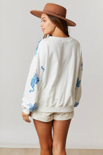Load image into Gallery viewer, Let&#39;s Roar Blue Sequin Tiger White Sweatshirt
