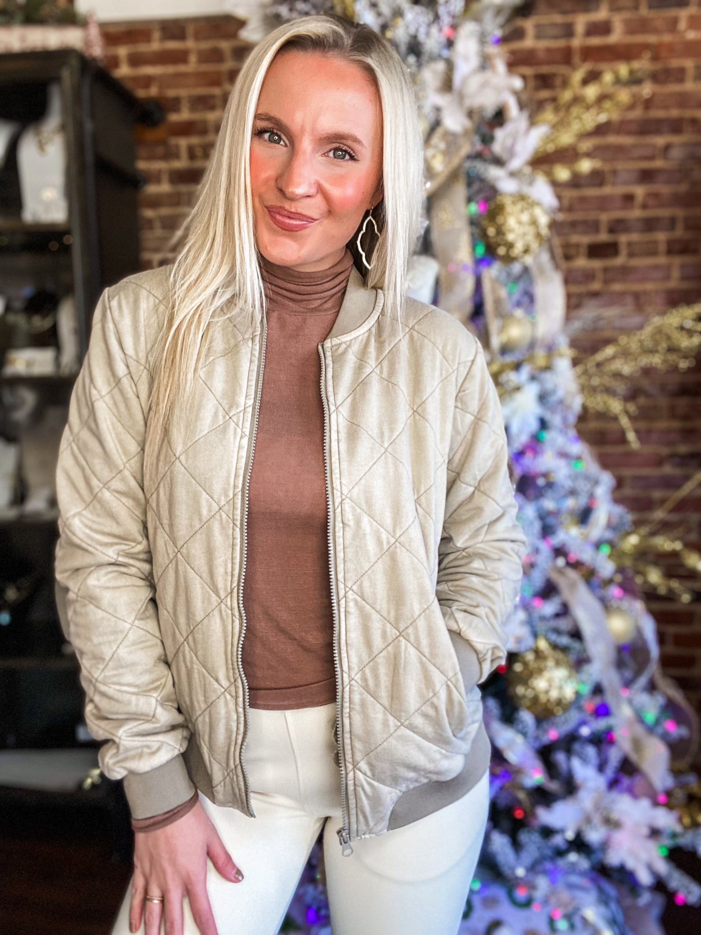 At My Best Quilted Olive Green Jacket