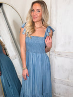 Load image into Gallery viewer, Giving In Light Denim Midi Dress
