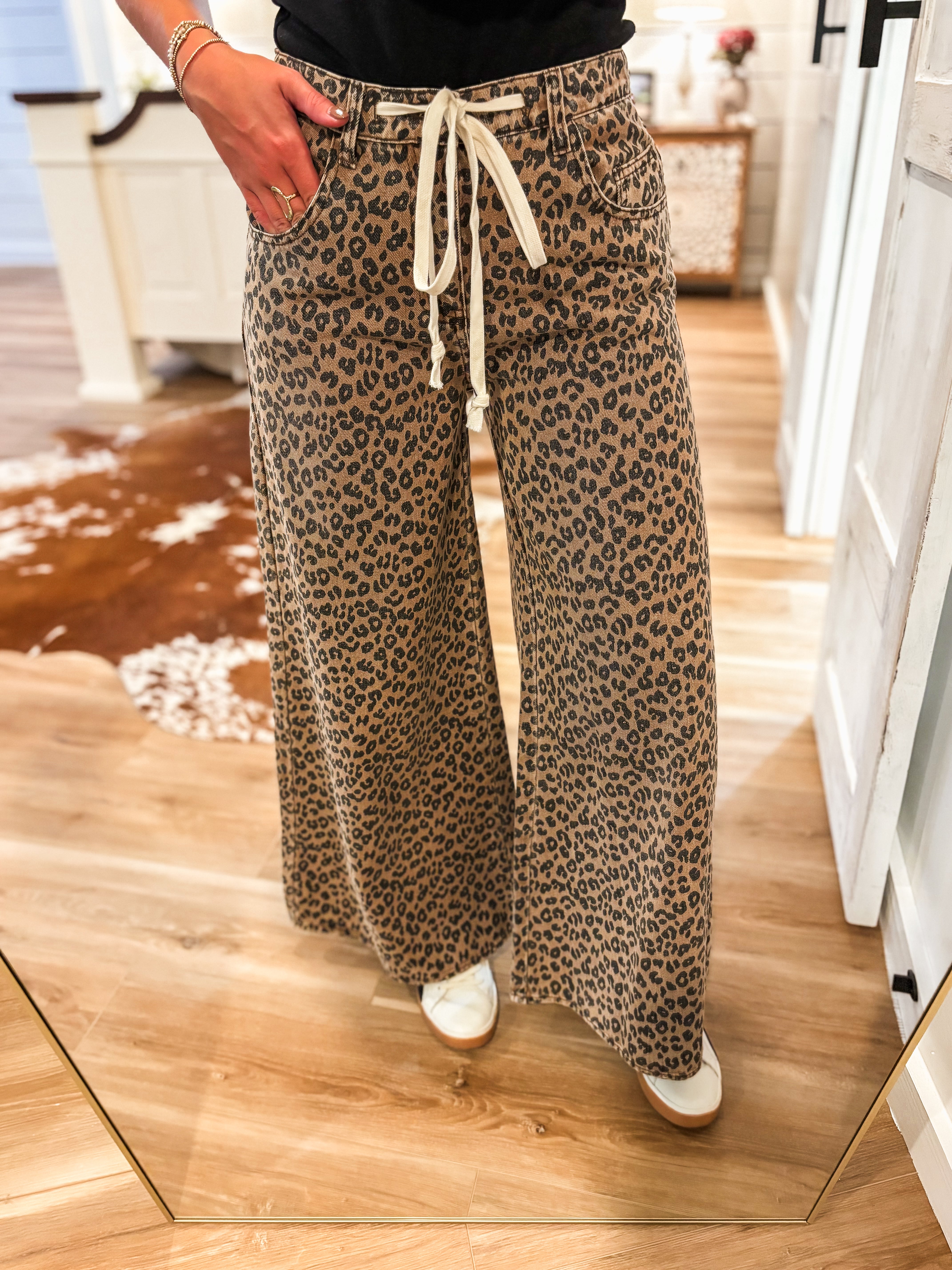 Running Wild Leopard Wide Leg Denim