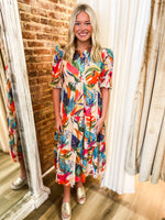 Load image into Gallery viewer, Secret Getaway Tropical Floral Maxi Dress
