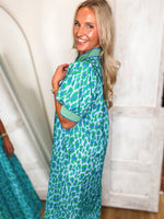 Load image into Gallery viewer, About Time Blue Leopard Contrast Maxi Dress
