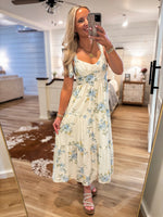Load image into Gallery viewer, Waiting Here Blue Floral Midi Dress
