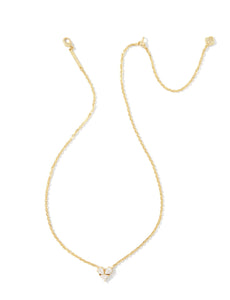 Katy White Crystal Heart Pendant Gold Necklace