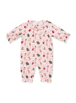 Load image into Gallery viewer, Christmas Dogs Pink Ruffle Collar Romper
