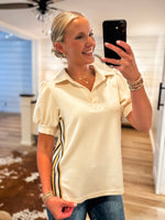Load image into Gallery viewer, Always Ready Cream Contrast Blouse

