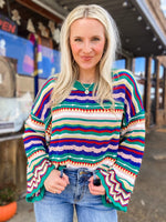 Load image into Gallery viewer, All In Multi-Colored Stripe Sweater
