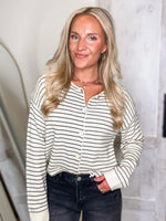 Load image into Gallery viewer, Hope For It Cream &amp; Black Stripe Cardigan
