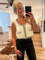 Load image into Gallery viewer, Prepped For The Day Ivory Knit Vest Tank
