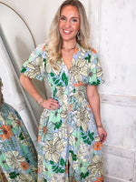 Load image into Gallery viewer, Field Of Possibilities Multi Floral Blue Midi Dress
