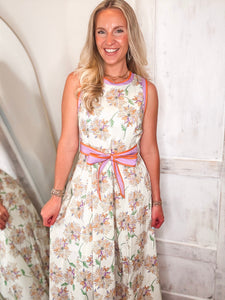 Close To You Orange & Lilac Floral Midi Dress