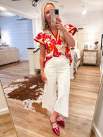 Load image into Gallery viewer, Taking Suggestions Berry Floral S/S Blouse
