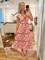 Load image into Gallery viewer, Summer Dreams Pink Floral Poplin Midi Dress

