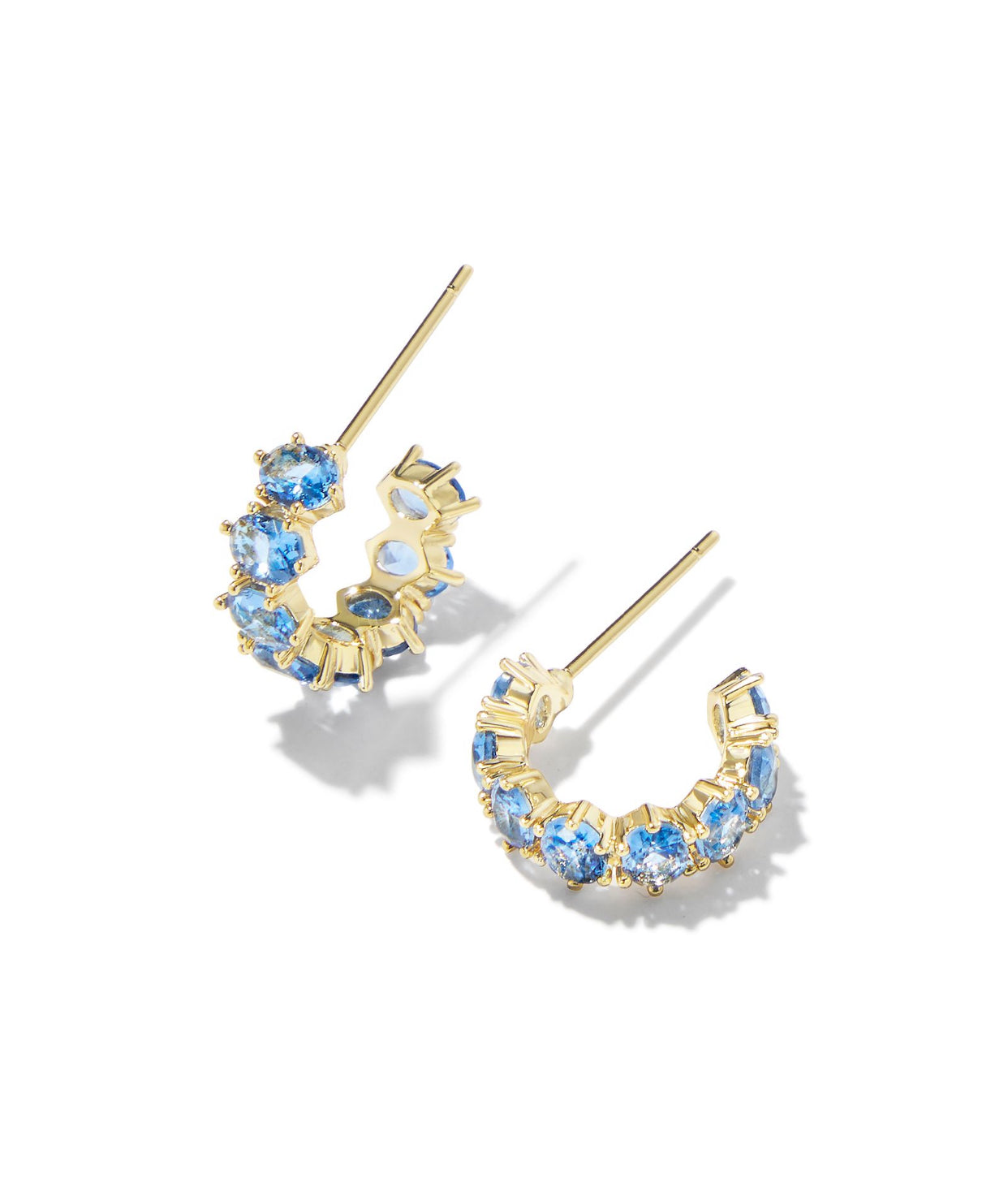 Cailin Blue Violet Crystal Gold Huggie Earrings