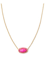 Load image into Gallery viewer, Elisa Neon Pink Magnesite Color Burst Framed Gold Pendant Necklace
