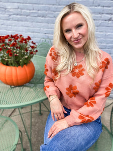 Floral Rust Simply Southern Cropped Sweater