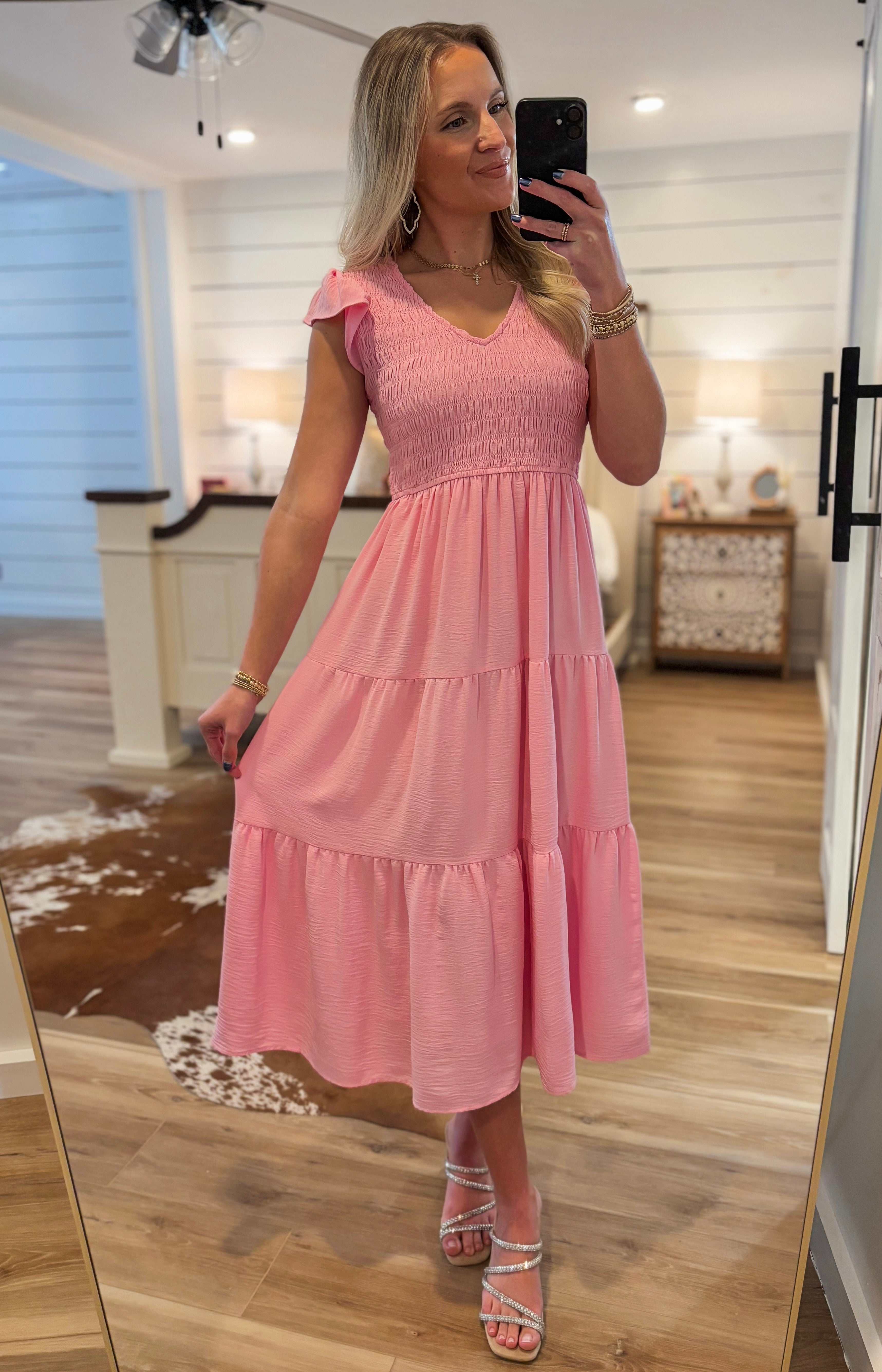 Precious Memory Pastel Pink Midi Dress