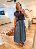 Load image into Gallery viewer, Settling Here Navy Gingham 2-pc Maxi Dress
