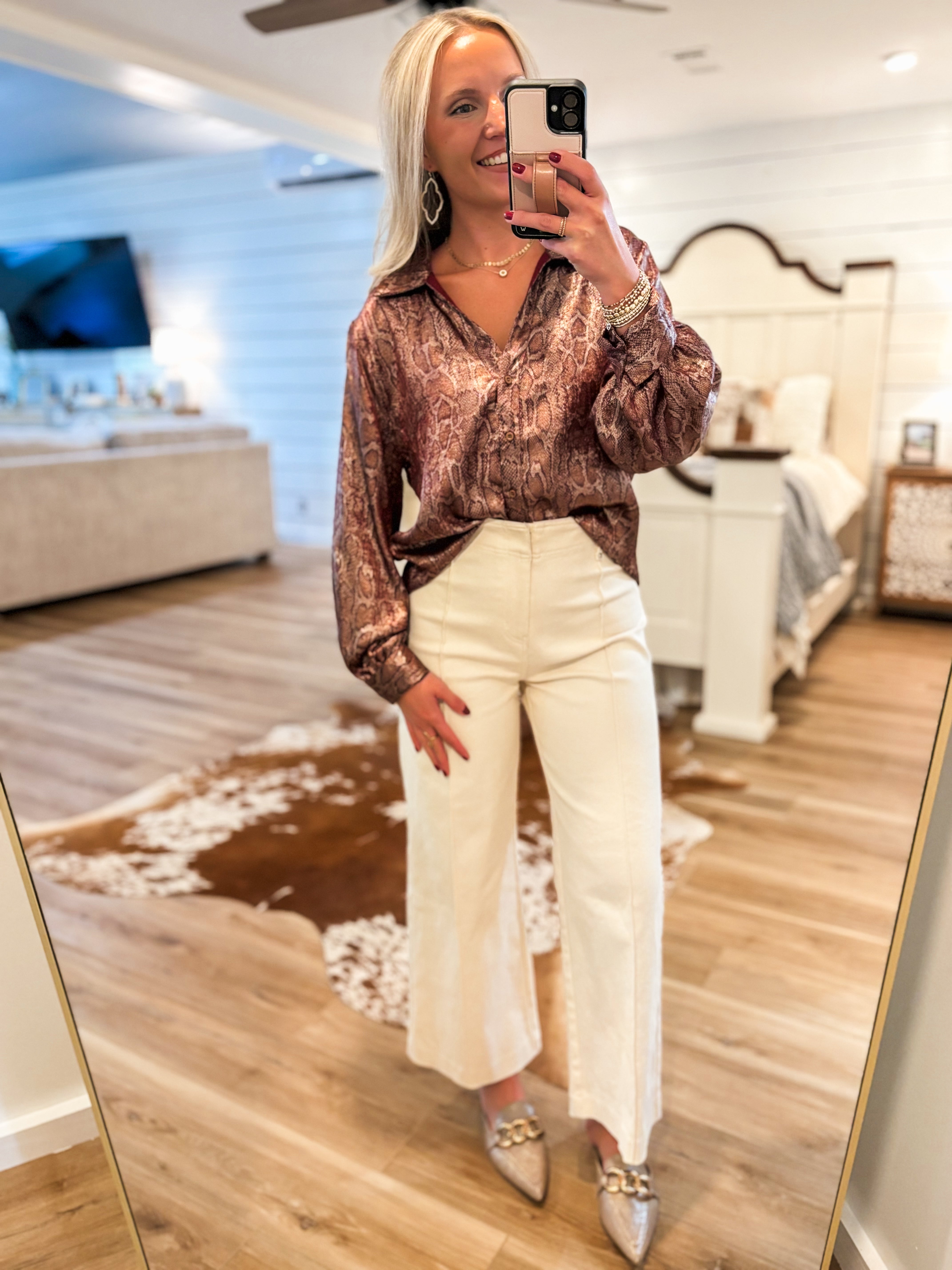 Ending This Burgundy Metallic Blouse