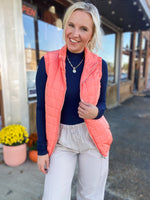 Load image into Gallery viewer, Giving My Best Quilted Neon Orange Vest
