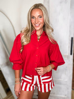 Load image into Gallery viewer, Here &amp; Now Brick Red Button Down Blouse
