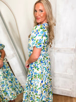Load image into Gallery viewer, Calling In Blue Floral Midi Dress
