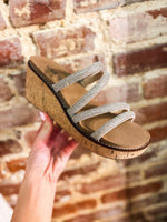 Load image into Gallery viewer, Summer Glow Rhinestone Corkys Wedge
