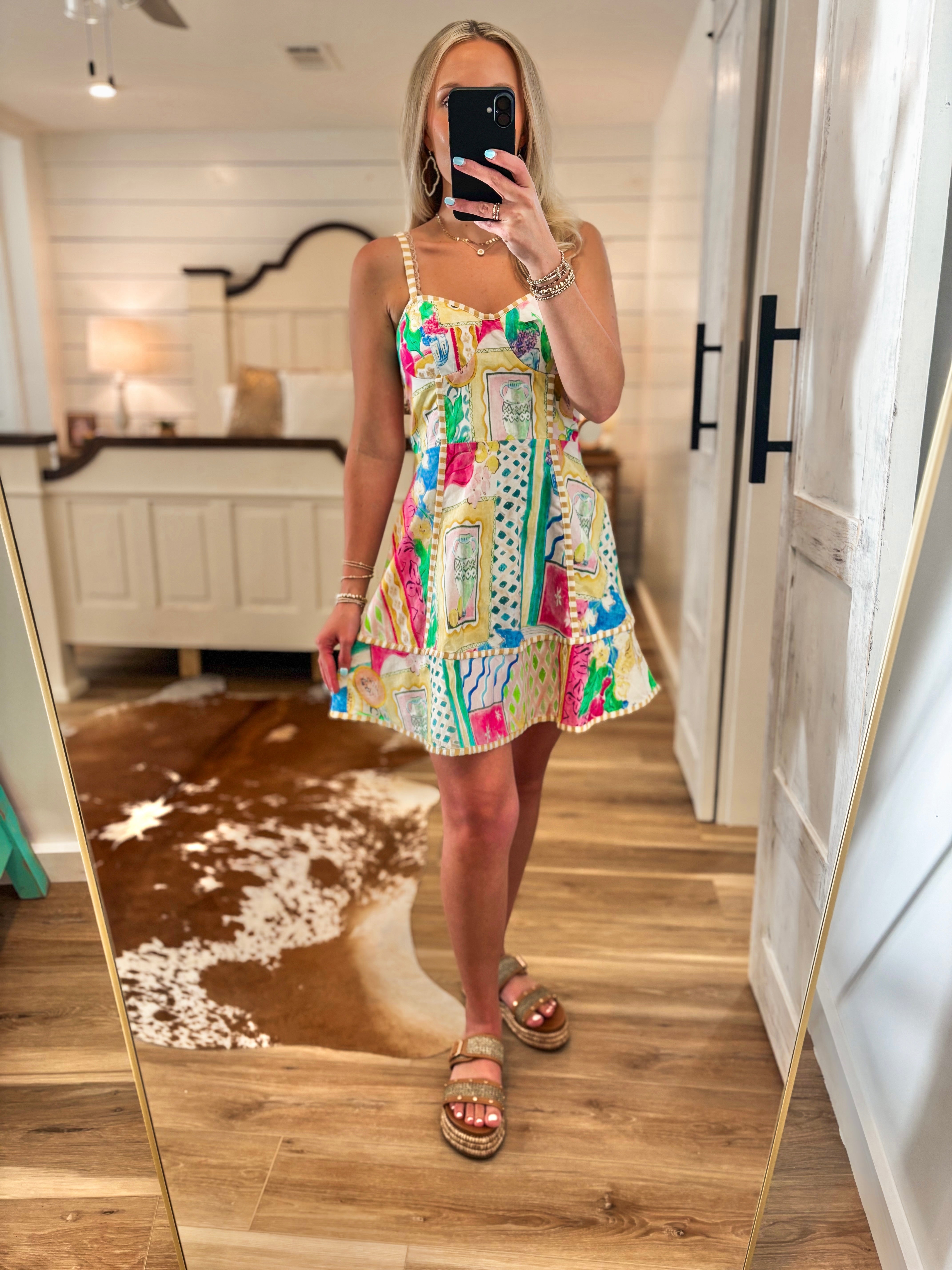 Resort Ready Pastel Tropical Printed Mini Dress