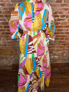 Just Us Multi Color Abstract Maxi Dress