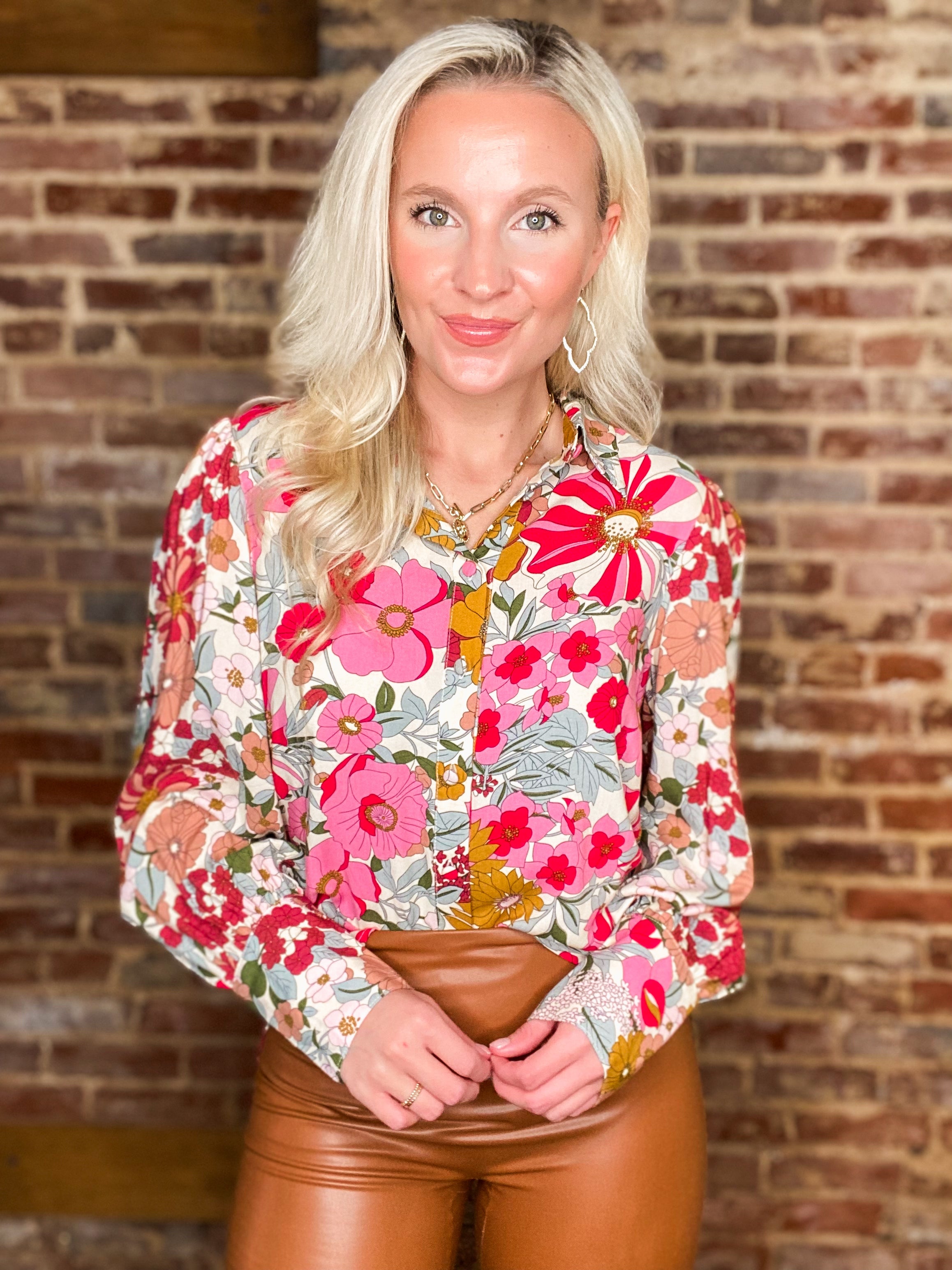My Story Floral Button Down Blouse