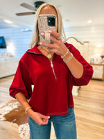 Load image into Gallery viewer, Friday Plans Garnet Luxe Knit Blouse
