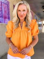 Load image into Gallery viewer, My Scene Neon Orange Textured THML Blouse
