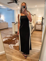 Load image into Gallery viewer, See You There Black Contrast Luxe Maxi Dress
