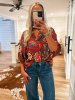 Load image into Gallery viewer, Making It Brown Paisley Blouse
