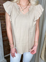 Load image into Gallery viewer, Balcony View Taupe Cotton Crinkle Blouse
