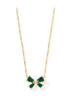 Load image into Gallery viewer, Blair Bow Emerald Drusy Small Gold Pendant Necklace
