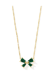 Blair Bow Emerald Drusy Small Gold Pendant Necklace